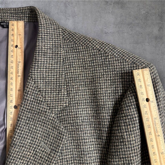 Vintage TWEED WOOL Men’s Blazer 48L Gray Sport Coat Two‑Button Jacket - Picture 9 of 15